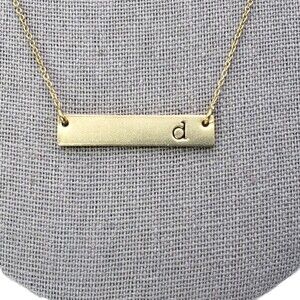Gold Tone Initial D Delicate Bar Necklace Typeface Lowercase D
